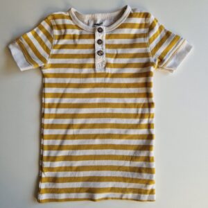 POMPdeLUX t-shirt ribbad med farfarsknappar gul/vit randig 110–116