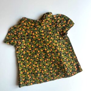 VINTAGE blommig 70s floral tunika med dragkedja 80–86