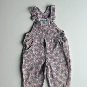 VINTAGE mönstrade hängselbyxor i denim 68 (mer 74) 