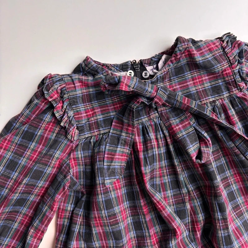 H&M vintage rutig klänning med avtagbar krage 80 - Bild 2